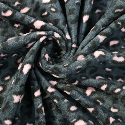 Leopard Sau Polar Fleece Rib Npuag