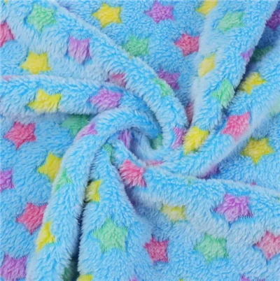 Star Printed Coral Velvet Fabric